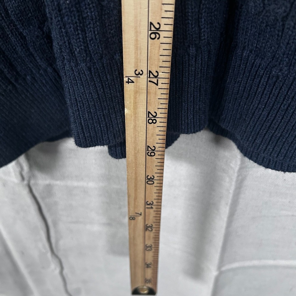 Eddie‎ Bauer Mens XXL Tall Navy Blue Cable Knit 100% Cotton Crewneck Sweater - Picture 5 of 5